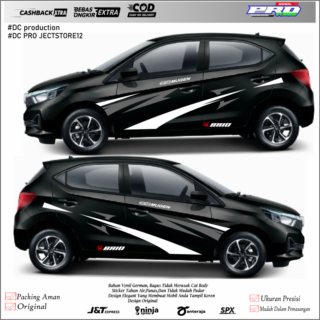 Stiker mobil honda BRIO cutting stiker variasi body samping BRIO