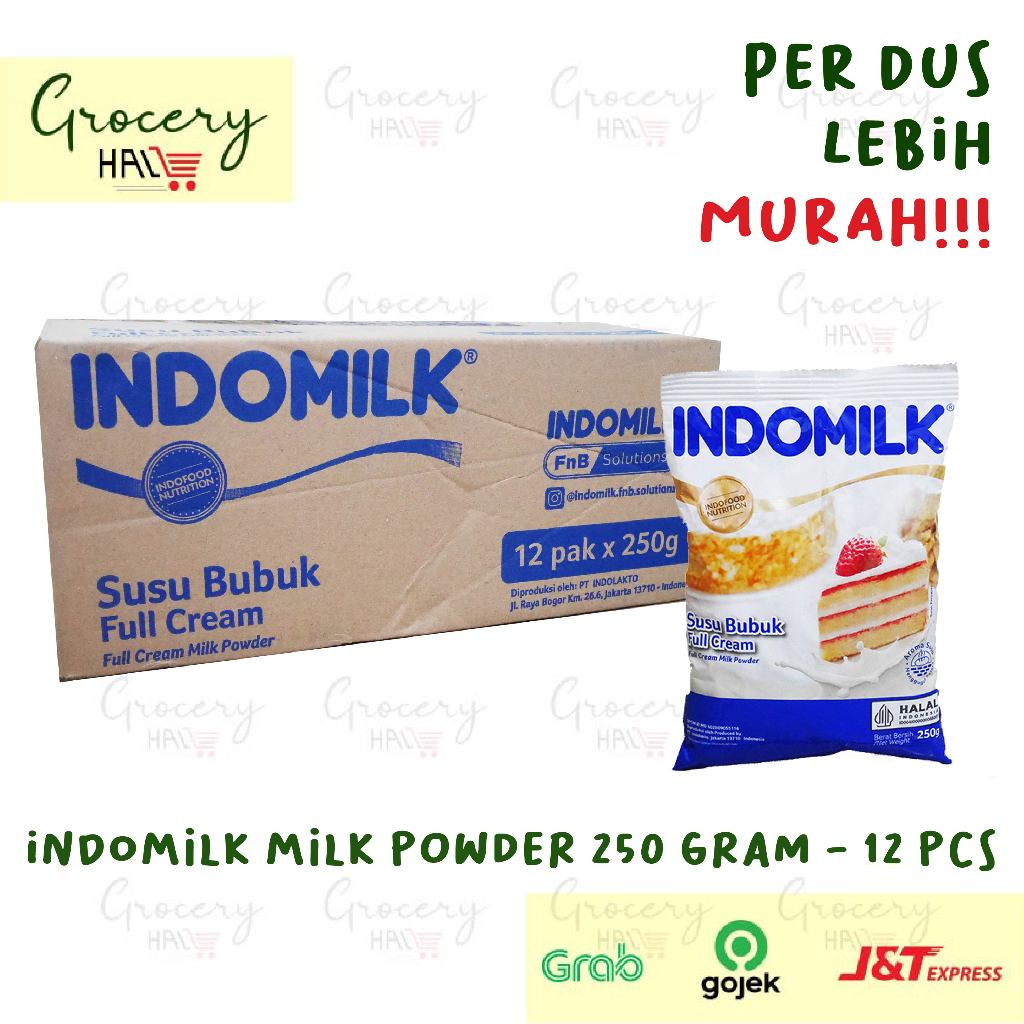 [ HARGA DUS ] INDOMILK BAKING FULL CREAM MILK POWDER ( SUSU BUBUK UNTUK BAKING ) 250 GRAM X 12 PCS