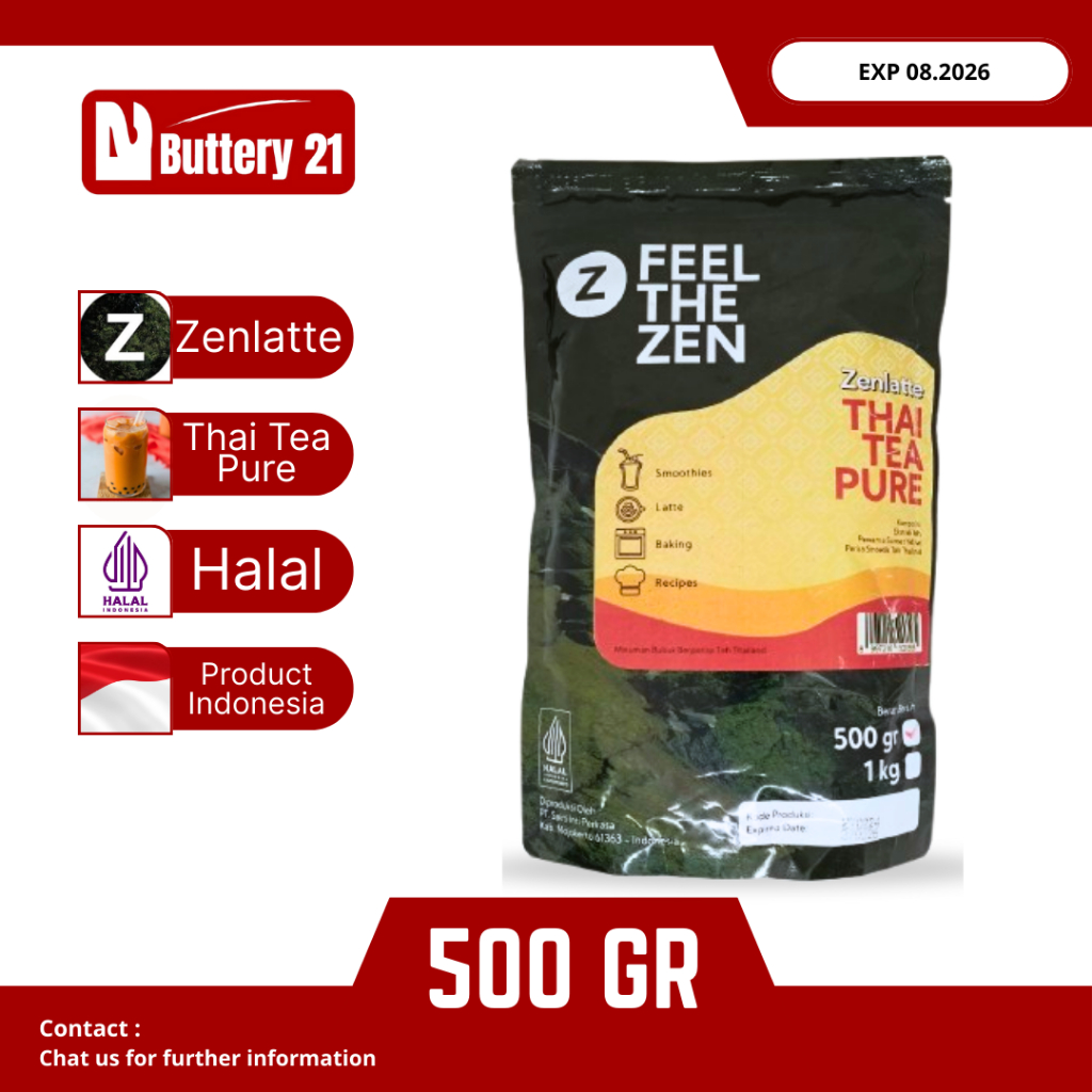 ZENLATTE THAI TEA PURE 500 GR/EKSTRA TEH/BUBUK BERPERISA TEH THAILAND/FEEL THE ZENTHAI TEA