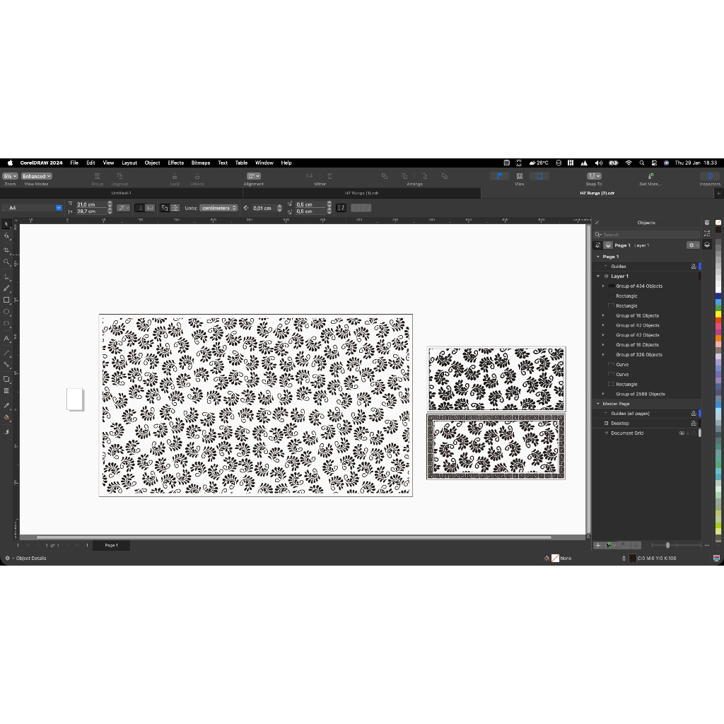 File Ornamen Laser, Plasma, Waterjet Cutting format DXF, Corel Draw A2