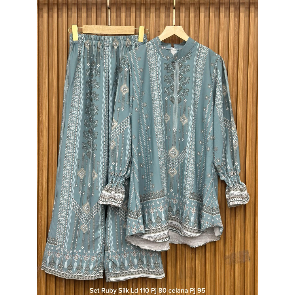 SETELAN TUNIK RUBBY SILK PREMIUM/SET TUNIK SILK