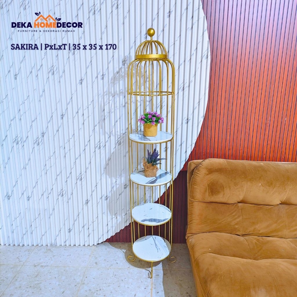 Rak Sangkar Burung SAKIRA / Rak Sudut Sofa Minimalis / Rak Besi Modern / Furniture Ruang Tamu