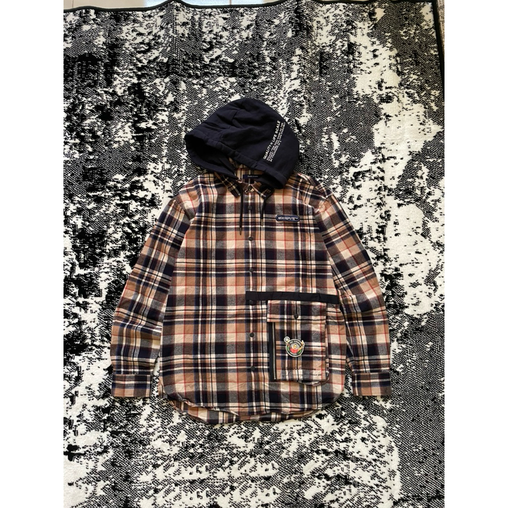 Frank Stone Outer Flannel Hoodie Shirt Size L