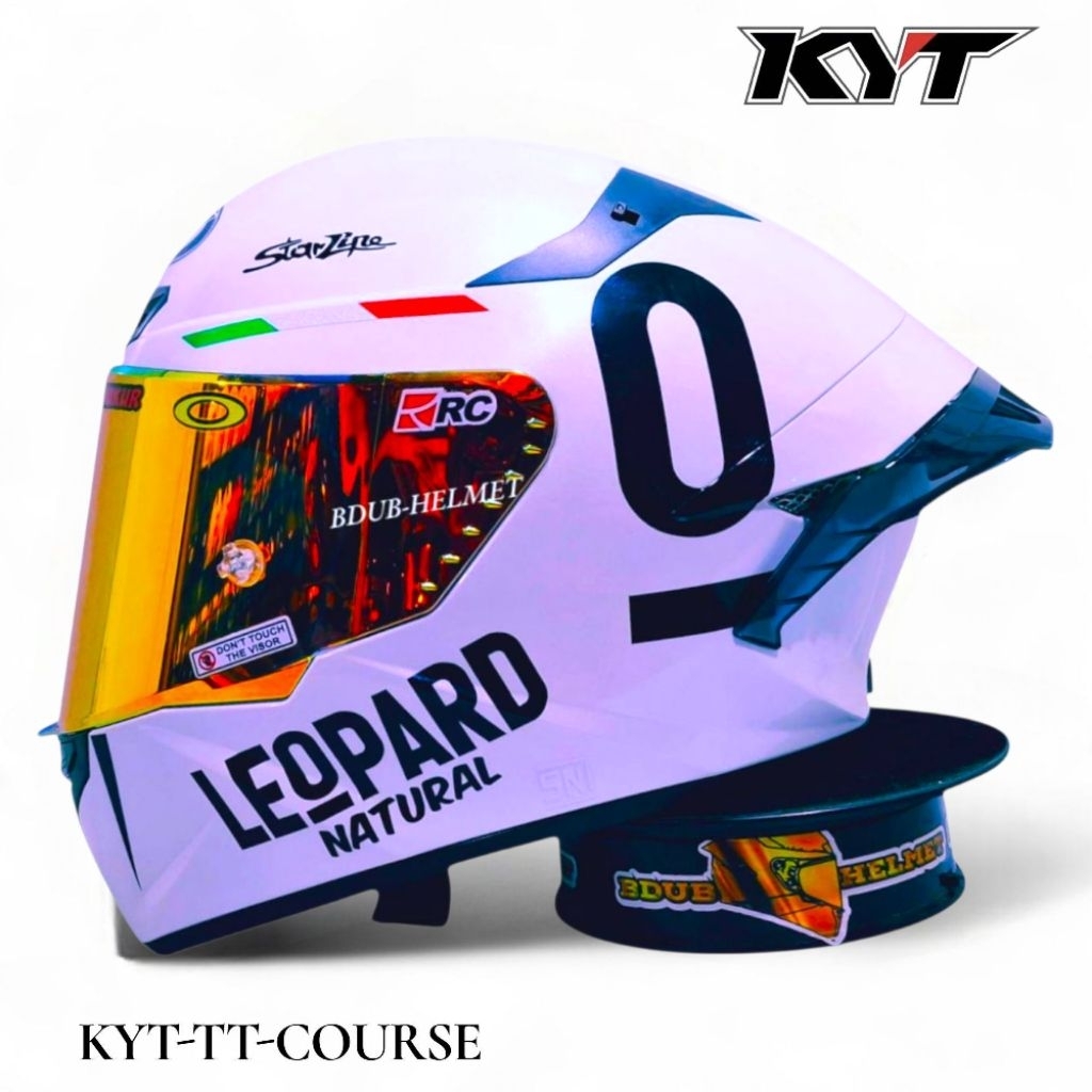 Helm KYT TT course white paket ganteng original KYT