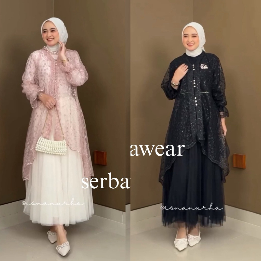 Fahira Outer Tunik Tille Payet Kondangan Lengan Panjang | Outer Kondangan By Serbawear | Outer Lebar