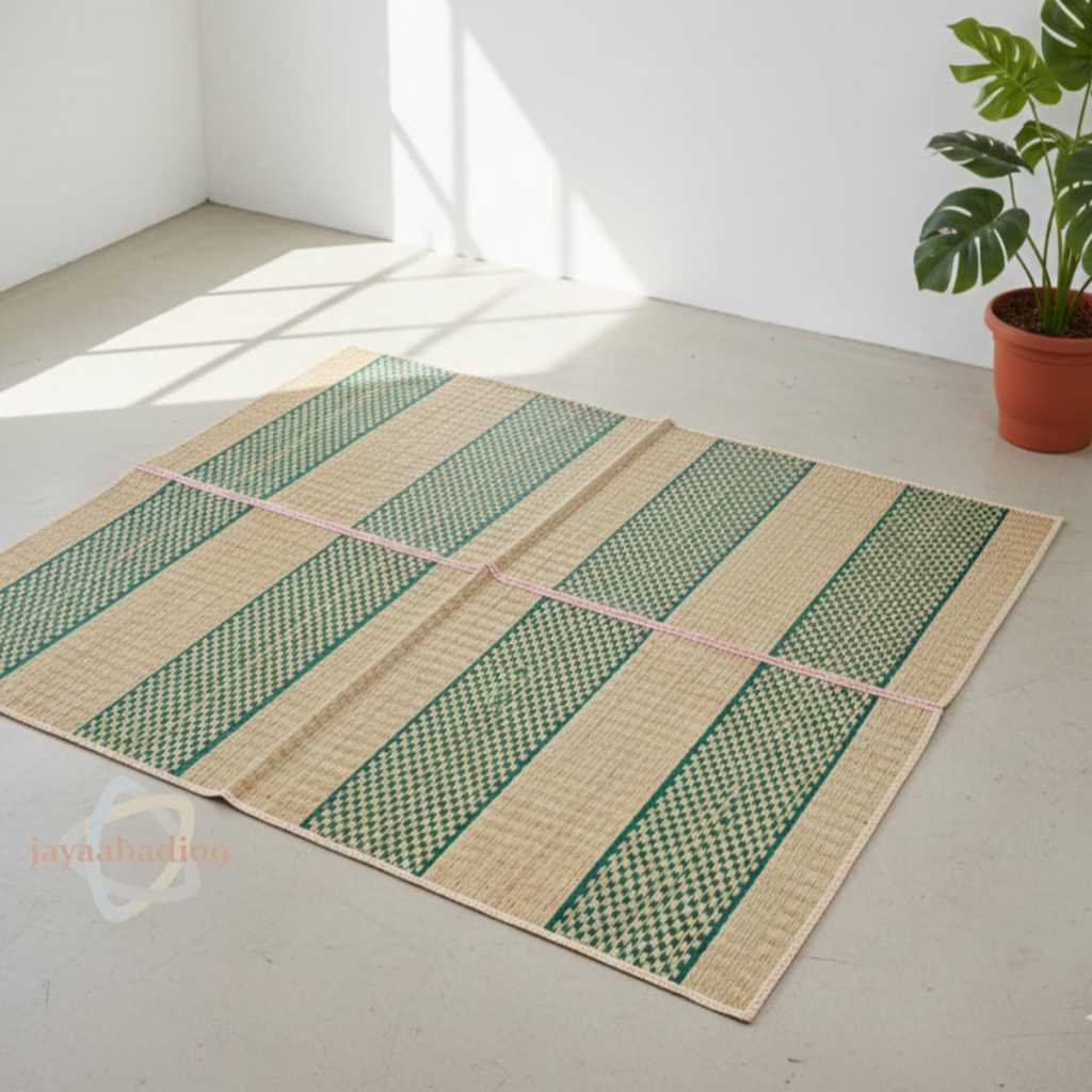 Tikar Lipat Mendong 200x250 Asli Tenun | Alas Piknik Camping Outdoor Jumbo Natural tikar jadul panda