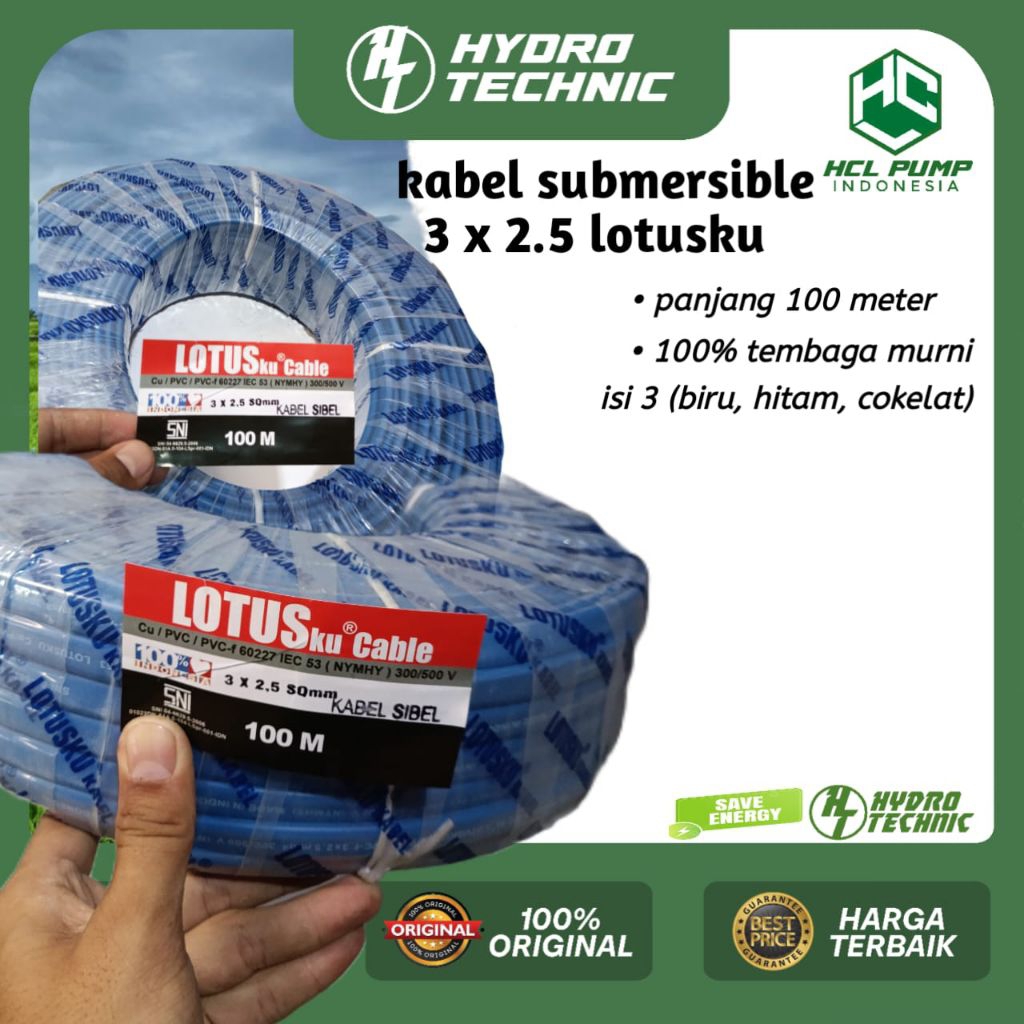 KABEL ORIGINAL POMPA SUBMERSIBLE POMPA SATELIT POMPA AIR 3X2,5 100 METER
