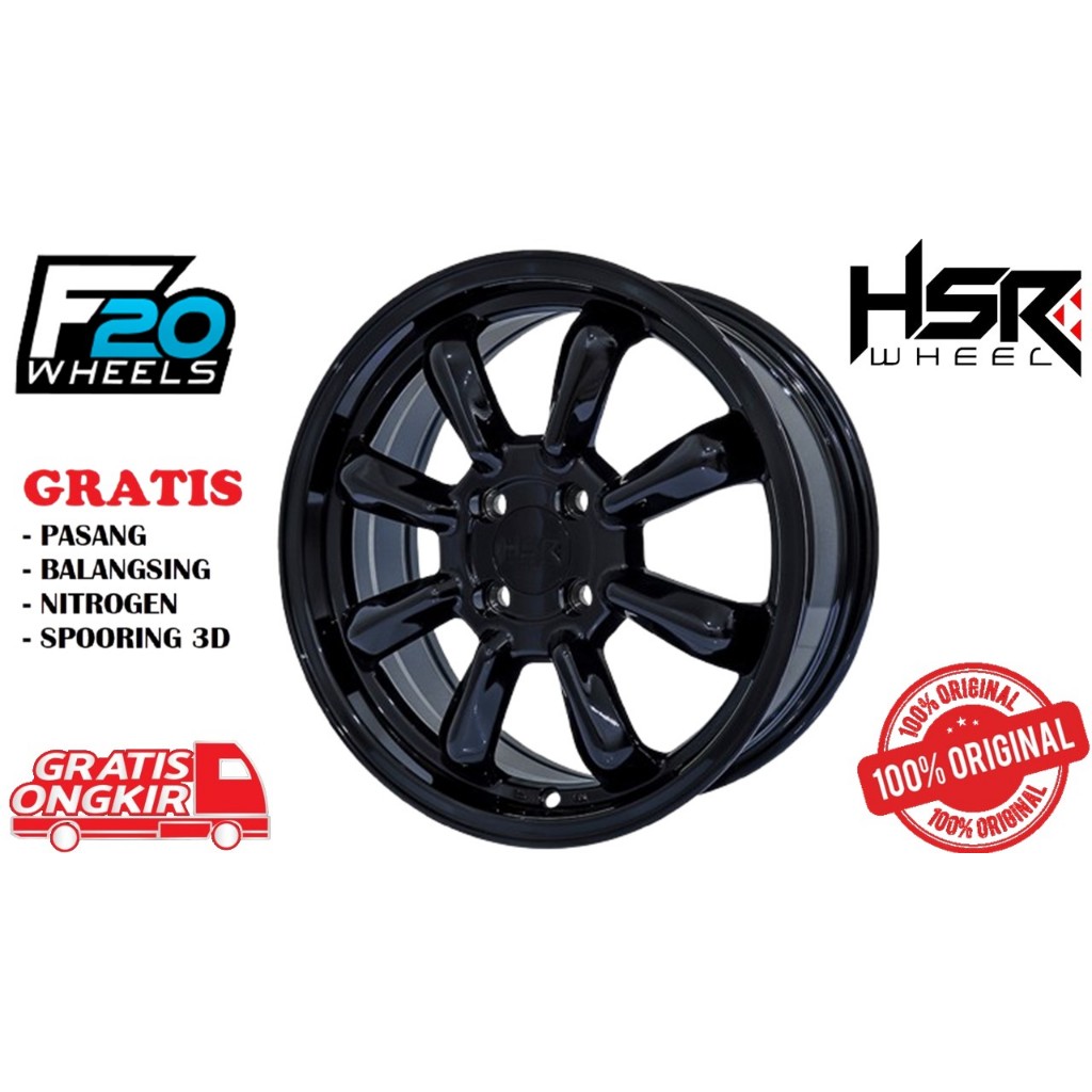 VELG MOBIL HSR MOROTAI 8055 RACING R16 LEBAR 6,5 H4X100 ET40 BLACK GLOSSY