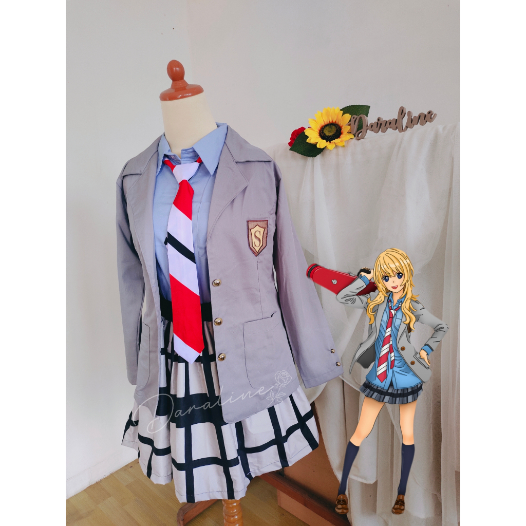 Kostum Seragam Cosplay Kaori Miyazono Anime Your Lie In April Premium