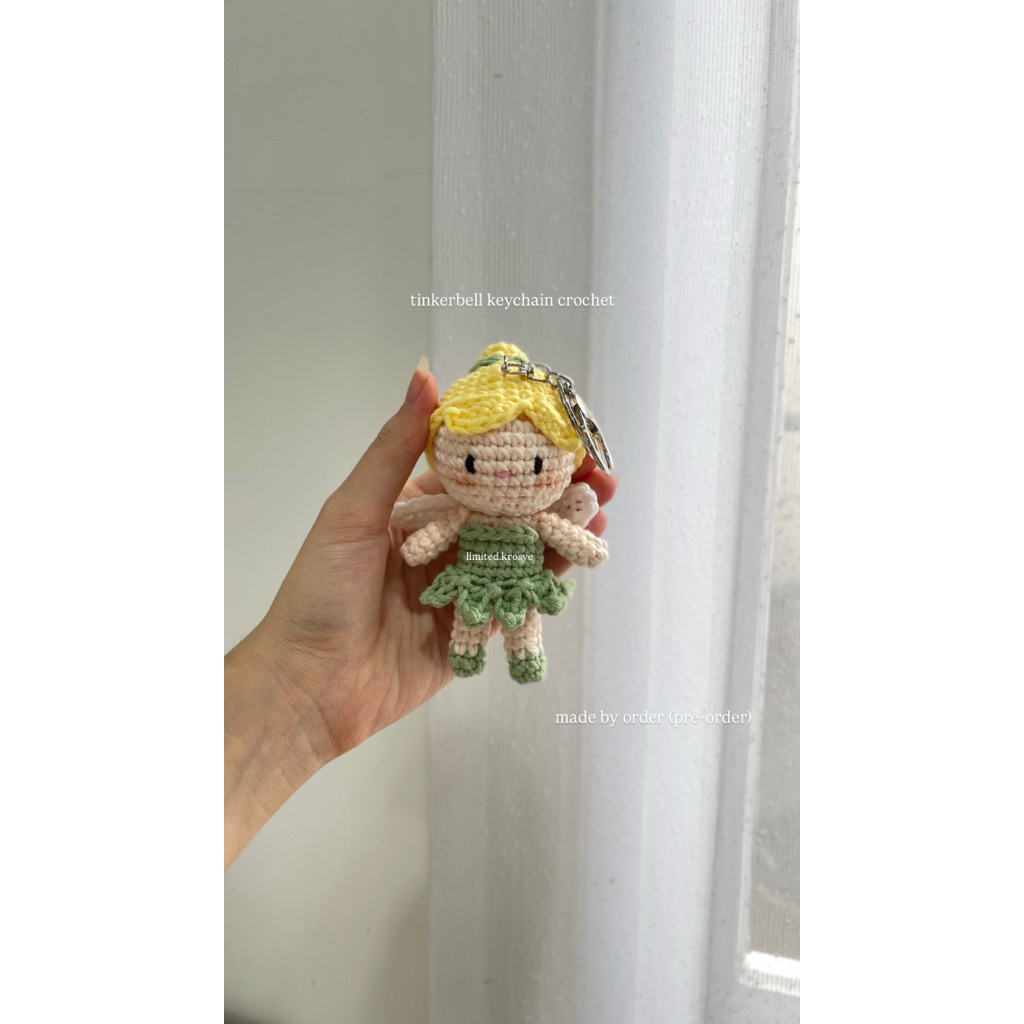tinkerbell keychain crochet / gantungan kunci rajut tinkerbell / bag charm