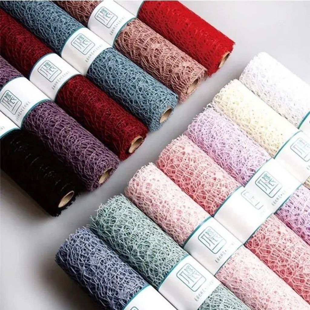 Poly Net Round Korean Mesh Spiderman Roll Kertas Jaring Bulat Buket Hampers Flower Wrapping Paper Ci