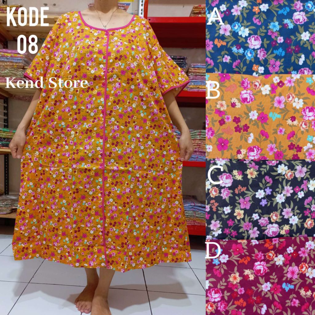 Daster Full Kancing Hidup Super Jumbo XXXL LD 140 Cm Katun Jepang Lokal Pretty Girl