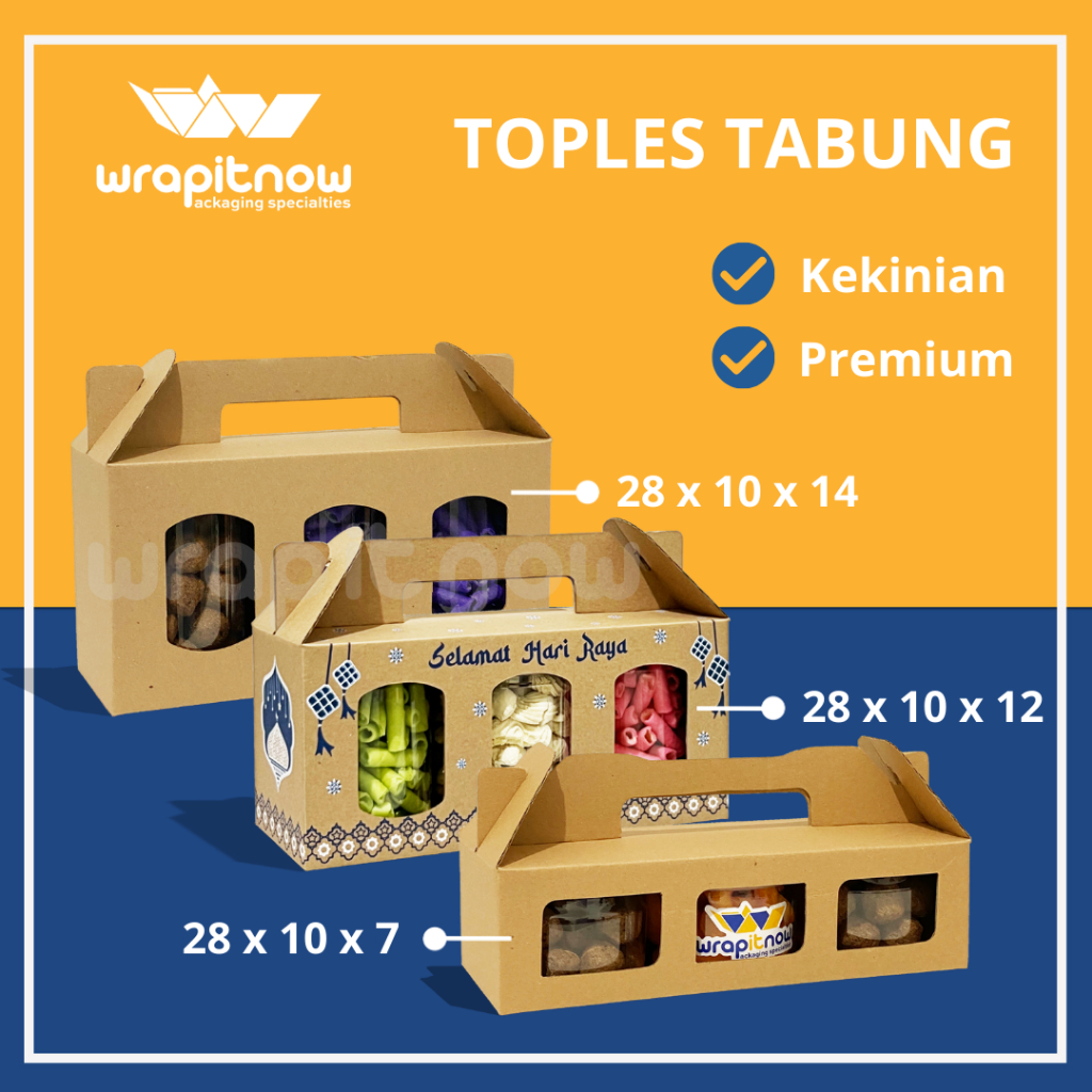 Box gable cetak lebaran dus toples tabung 650 800 ml isi 2 3 toples kue kering parcel idul fitri