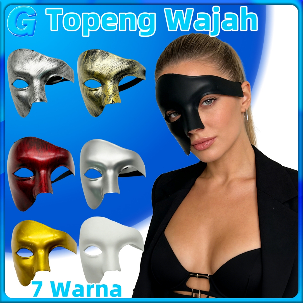 Topeng Setengah Wajah Phantom Opera Pria Retro Premium Tebal Pesta Kostum