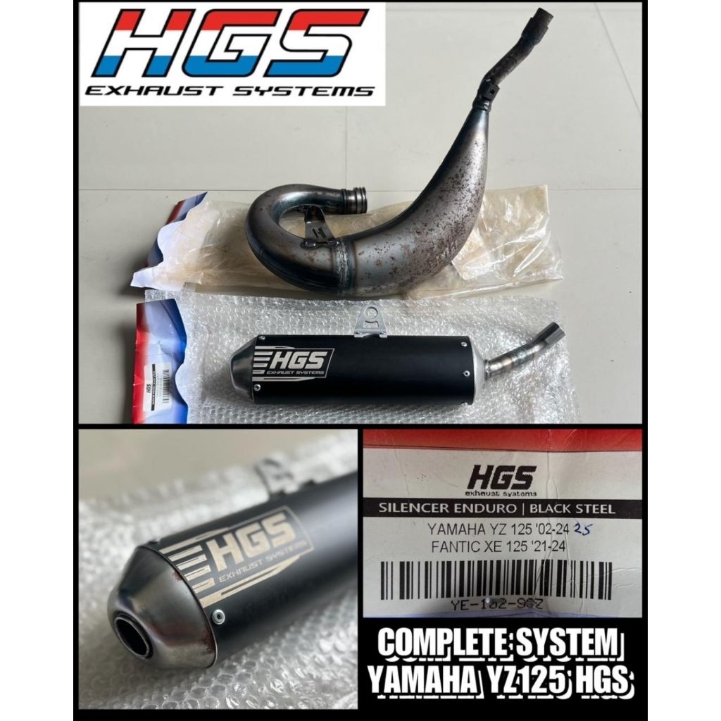 KNALPOT SILINCER ENDURO BLACK STEEL YAMAHA YZ 125 2002 2025 FANTIC XE HGS EXHAUST COMPLETE SYSTEM