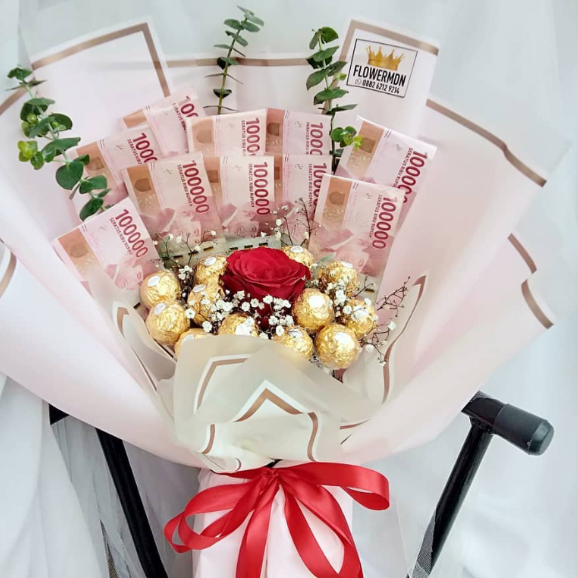 Buket Uang 100rb Asli Ferrero Rocher Buket Valentine Wisuda Ulang Tahun Anniversary Medan