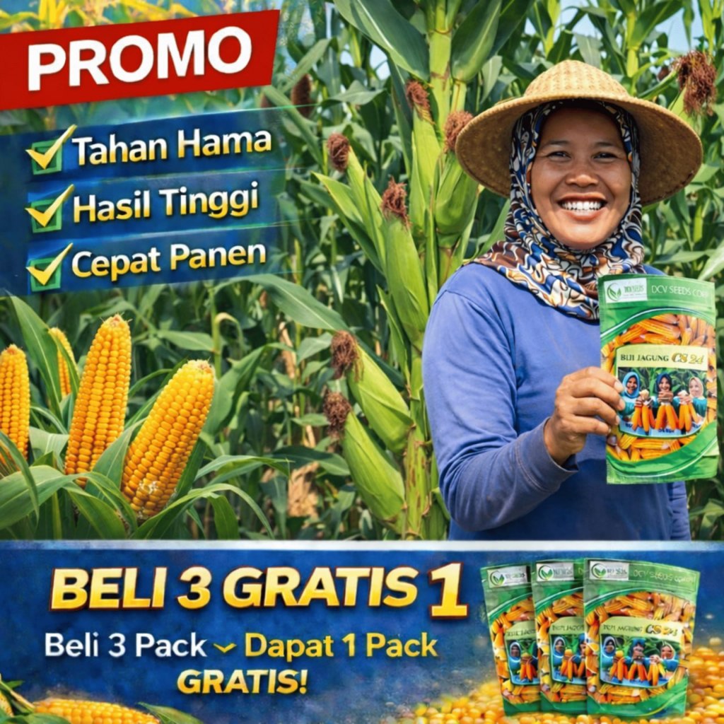 Benih Jagung Super Unggul 500g – Bibit Jagung Jumbo Tahan Hama Panen Cepat (Beli 3 Gratis 1)
