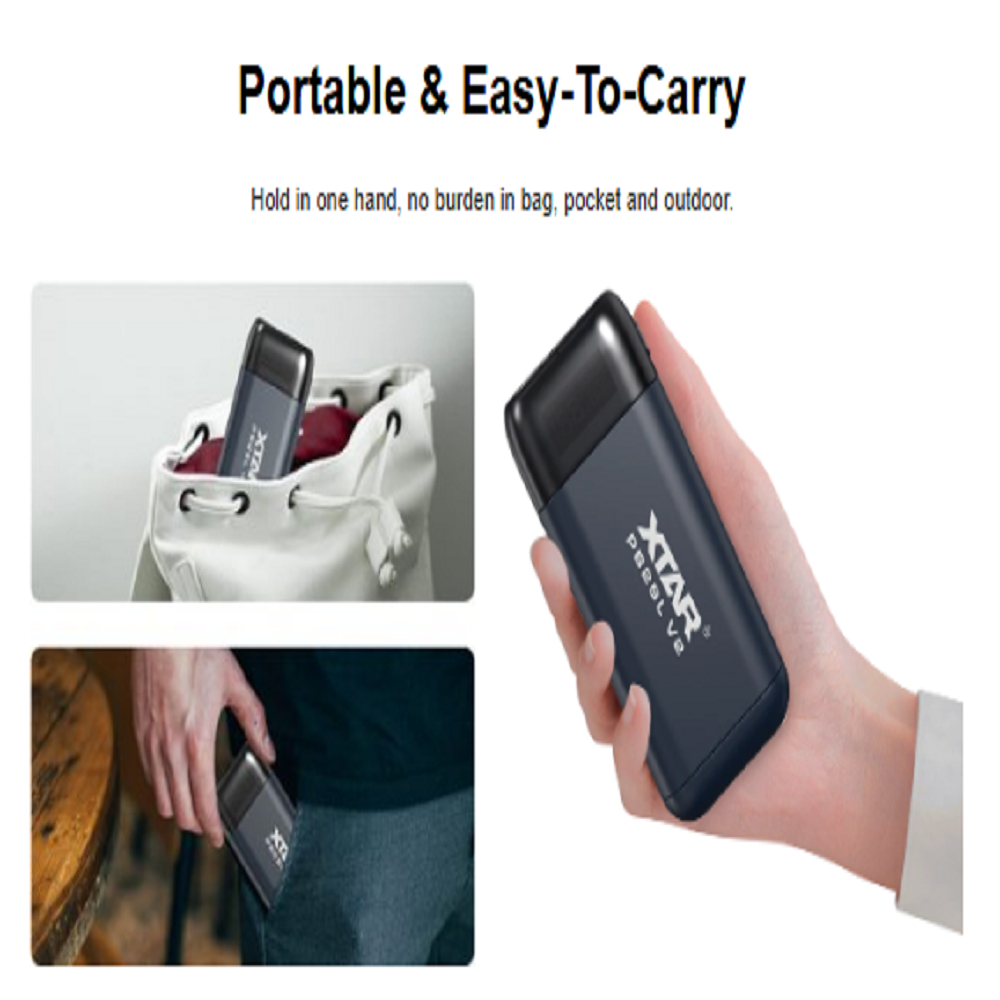 XTAR PB2SL V2 Type-C USB Power Bank Charger, Upgraded Version From PB2SL V1