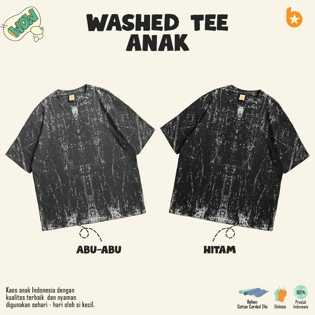 Line Style - T-Shirt Polos Washed Anak Laki-laki Perempuan