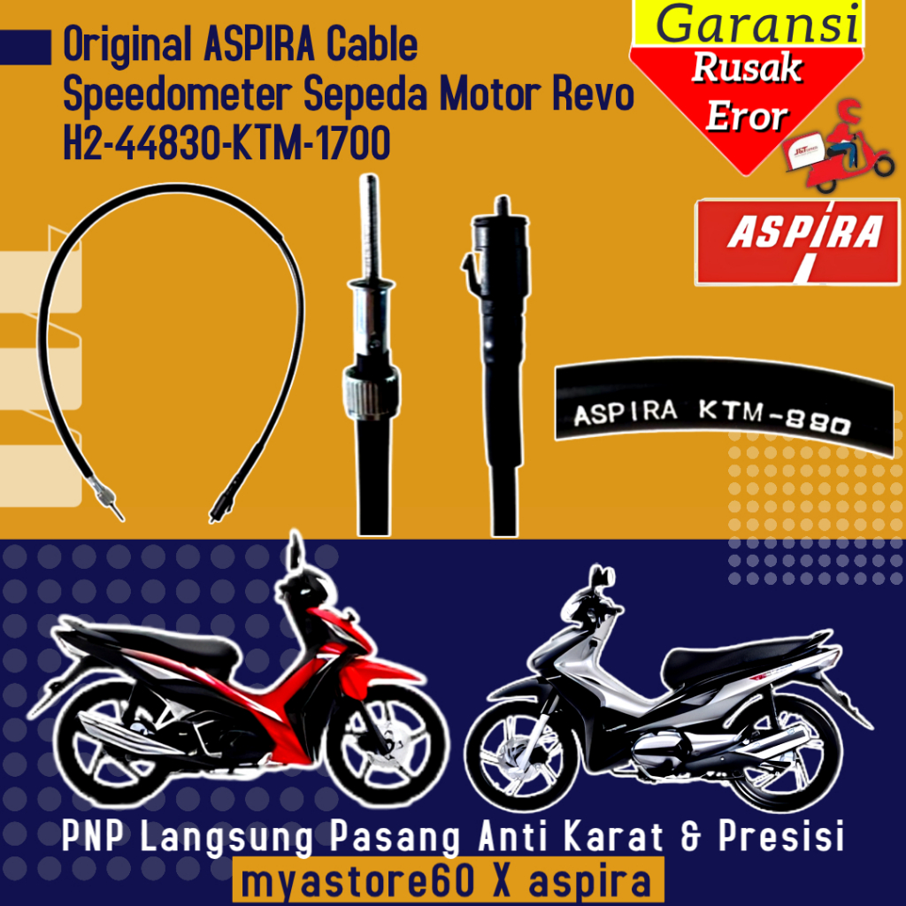 ORIGINAL Cable Kabel Speedometer Kilometer ASPIRA Sepeda Motor Revo 100 Absolute  Fit H2-44830-KTM-1