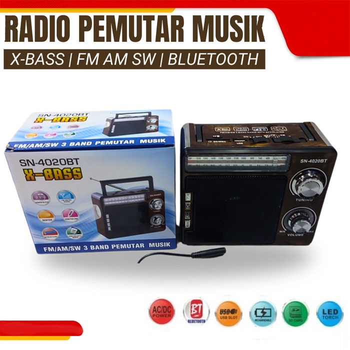 Radio Bluetooth Jadul SN-4020BT - Radio Klasik SONIA 4020BT - Radio Portable dengan Bluetooth