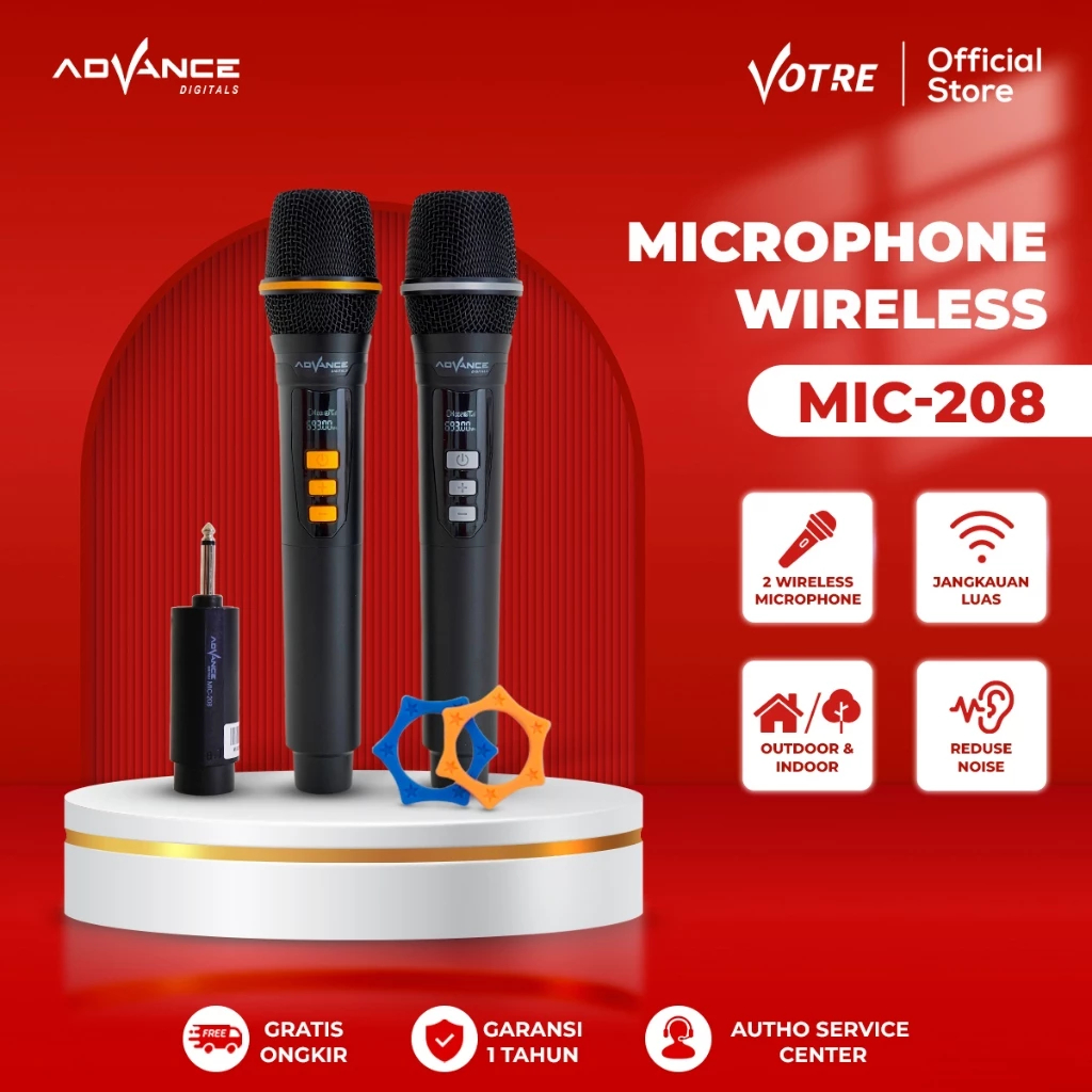 Advance MIC-208 Double Mic Wireless Recharger Bisa digunakan untuk SouncardSpeaker