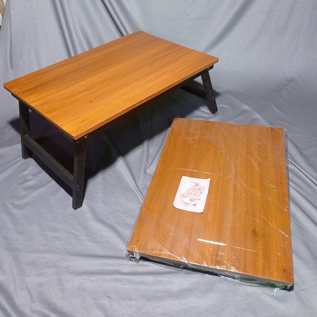 Meja Kayu Lipat Portable Serbaguna Handmade untuk Piknik, Belajar, Membaca & Ngaji Al Qur’an, Komput