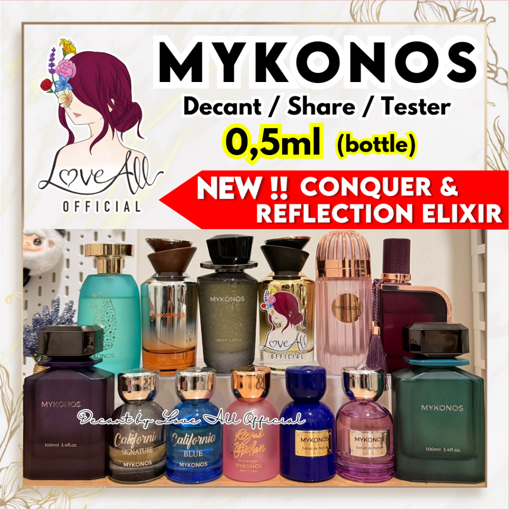 MYKONOS 0,5ml ALL VARIANT ‼️Decant Share in Bottle Conquer Inception Reflection Elixir Crimson Penth