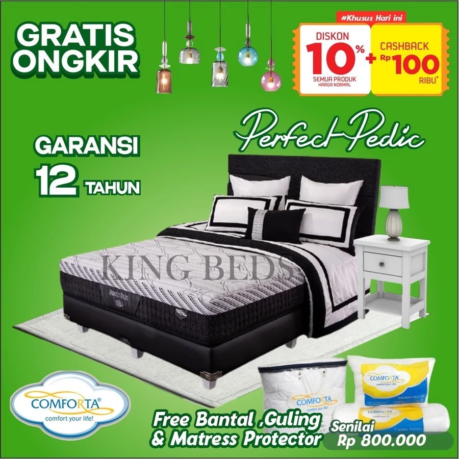 Comforta Spring Bed Perfect Pedic Full Bed Set 100 120 160 180 200 x 200 (dengan divan dan sandaran)