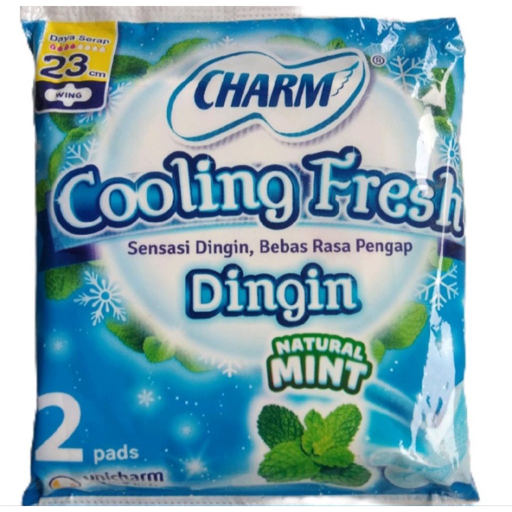 Charm Cooling Fresh Extrax Daun Mint 23cm 1 sachet isi 2pad ( 1 renceng 6 sachet )