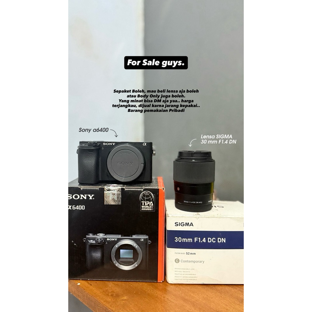 kamera sony 6400 & lensa sigma 30mm F 1.4  second