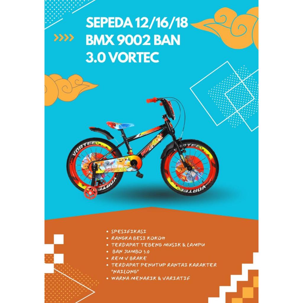 Sepeda Anak 9002 BMX Ban 3.0 Rangka Besi Kokoh