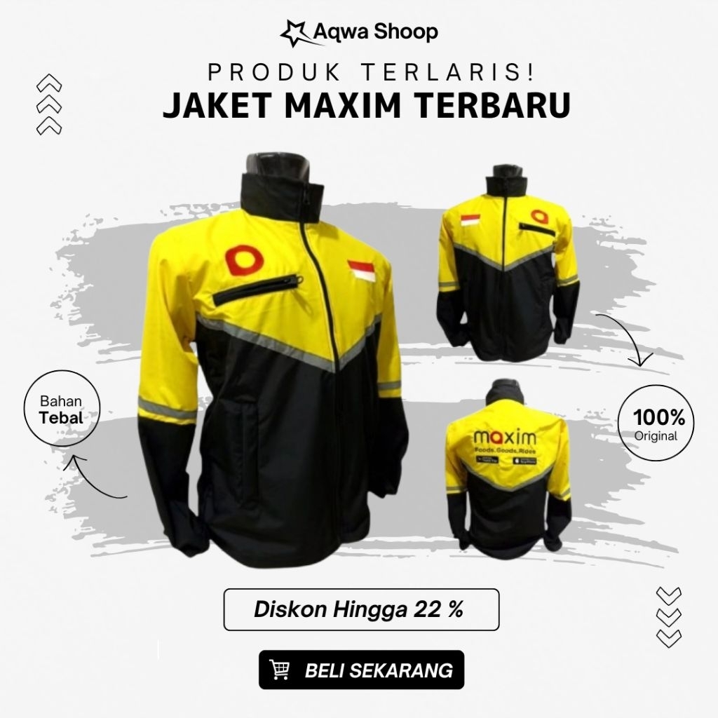 Jaket Driver Maxim Terbaru - Jaket Maxim Full Hitam Bordir - Rompi Maxim Anti Air