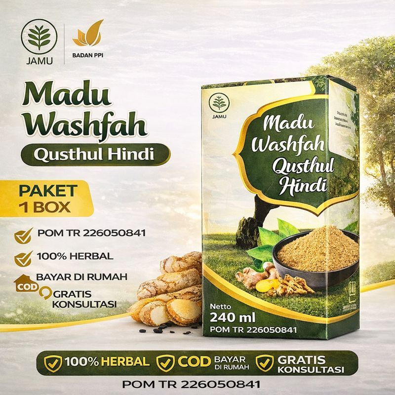 Madu Herbal Washfah Plus Qusthul Hindi 240 ml | Jamu Herbal BPOM