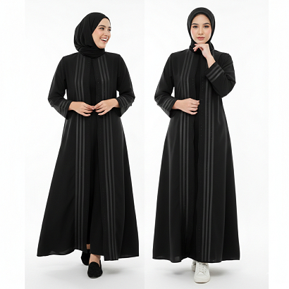 Abaya Gamis Muslim Kondangan Wolfis Hitam Kaftan Turki Mewah Muslimah