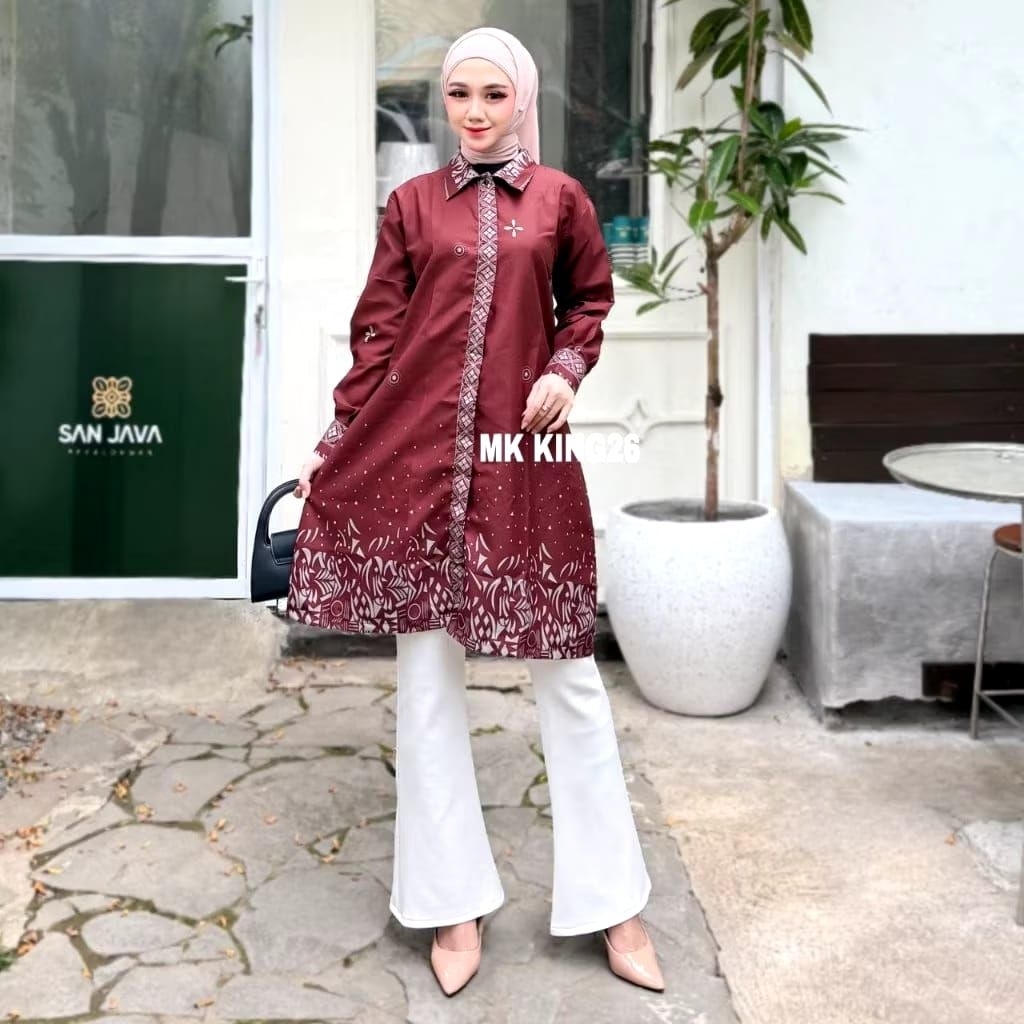 Tunik  Batik Wanita Premium Modern Terbaru | Tunik Batik Modern Seragam kantor Guru Baju Tunik 2025