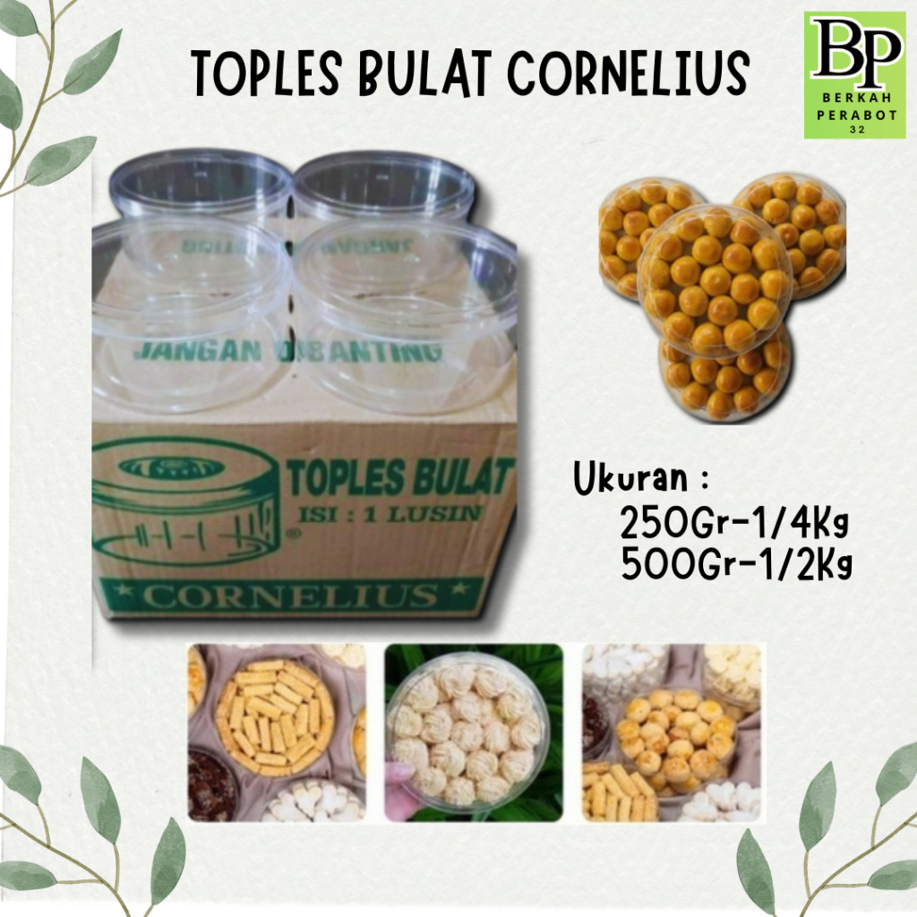 Toples Kue Kering Nastar Bulat Plastik Cornelius / Toples Cornelius 250 Gram / Toples Kue Lebaran 50