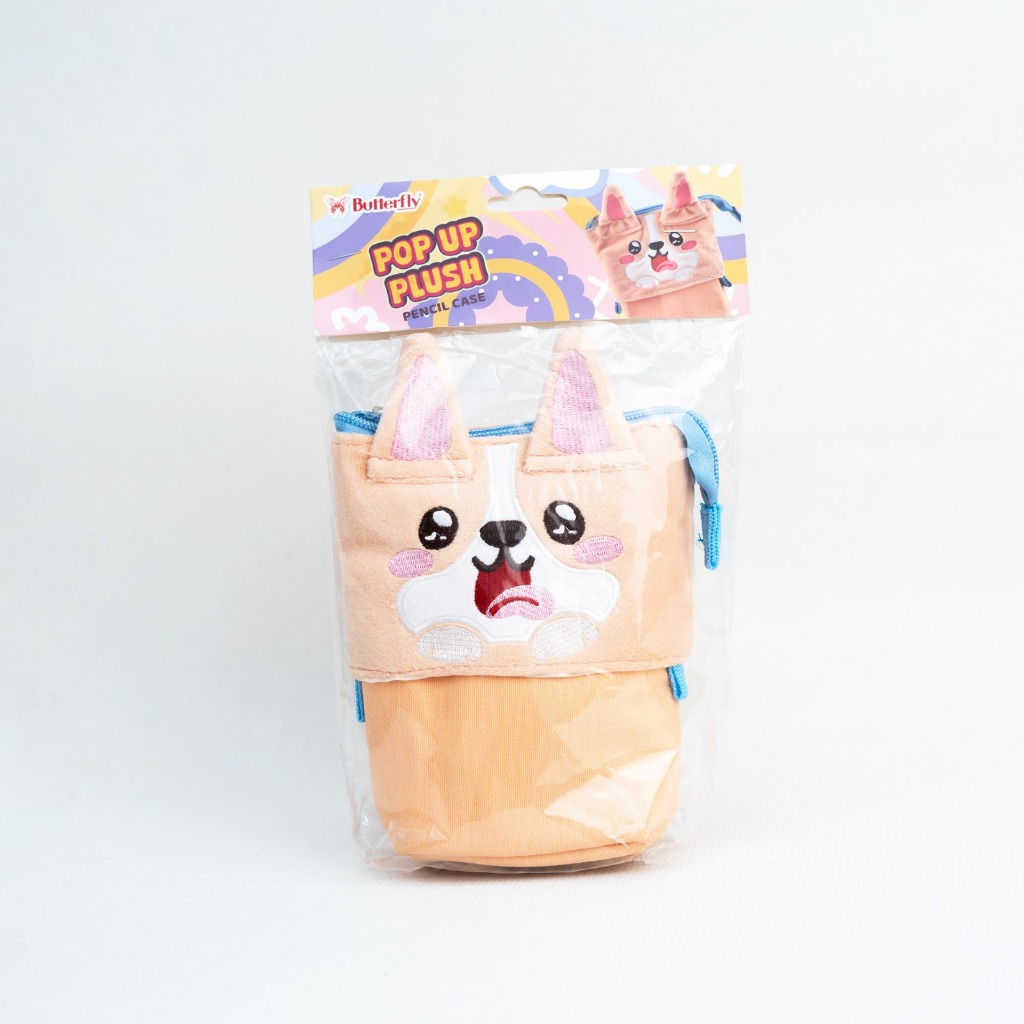 Butterfly Corgi Pop Up Plush Pencil Case - Tempat Pensil untuk Sekolah & Kuliah