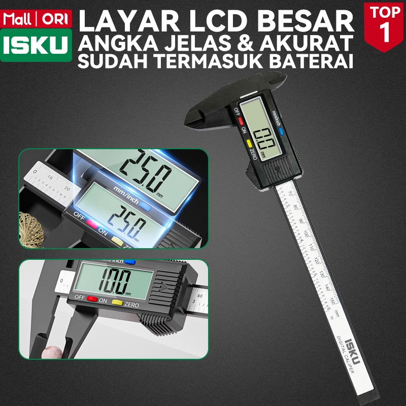 ISKU Jangka Sorong Digital 150mm Sigmat Sketmat Vernier Caliper 6 Inch Carbon Fiber Plastik Anti Gor