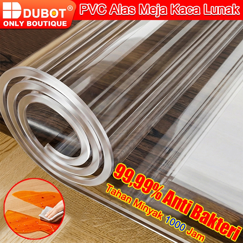 DUBOT Taplak Meja Transparan Bahan Mika Plastik Taplak Meja Makan PVC Transparan -Tebal 2.5mm