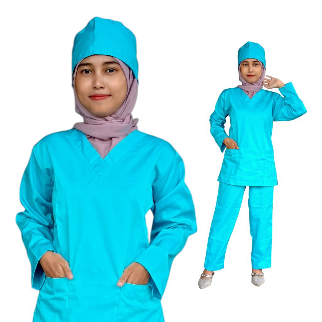 Baju ok lengan panjang Baju Jaga Oka Perawat Bidan Tenaga Medis Lengan Panjang Pendek Scrub Dokter P