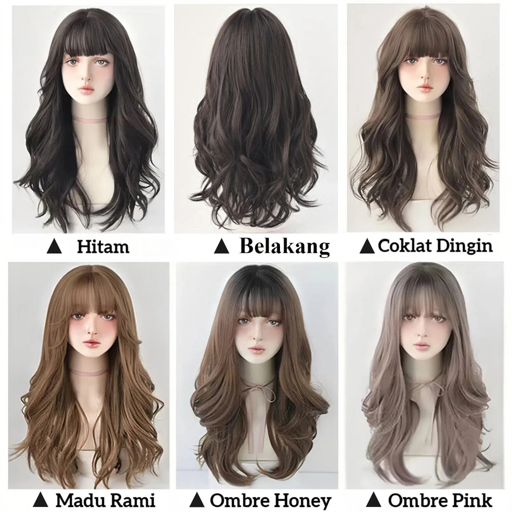 LvyStyle-60cm Wig wanita full kepala Curly rambut Wig rambut panjang Wig daily Wig rambut panjang cu