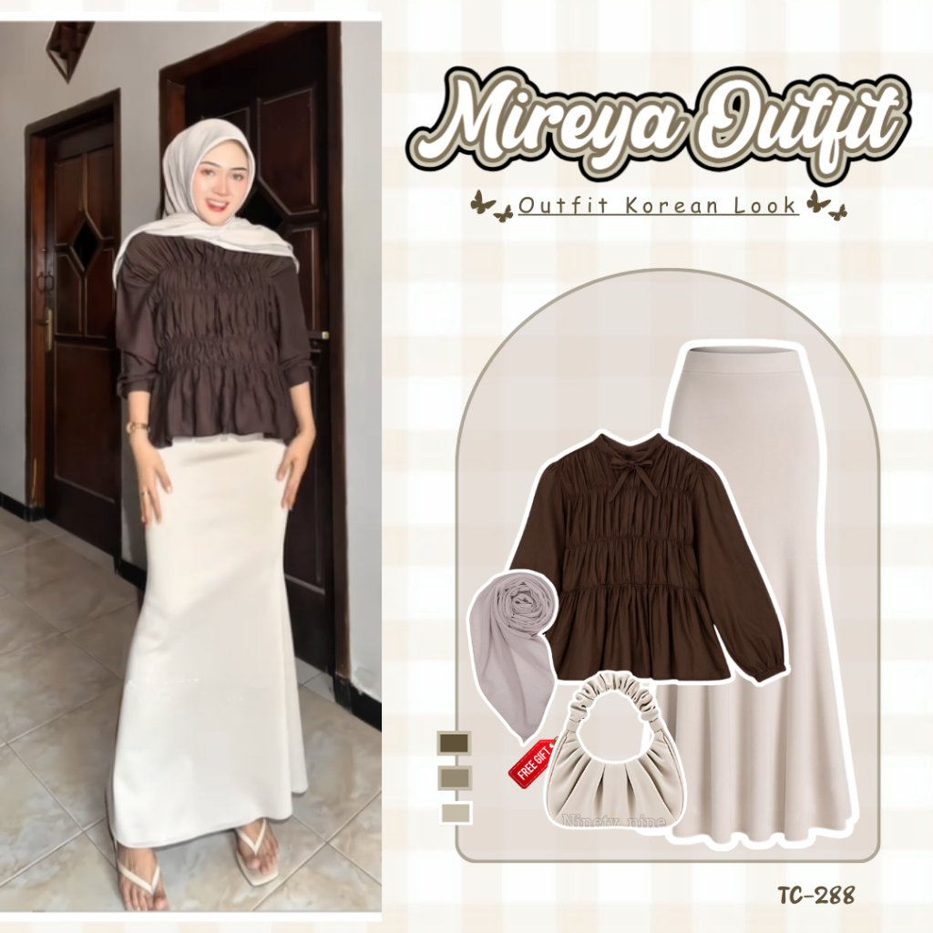 Setelan Remaja Kekinian Dan Terbaru ( Rok Duyung + Blouse + Hijab ) OOTD HIJAB SET TC-288