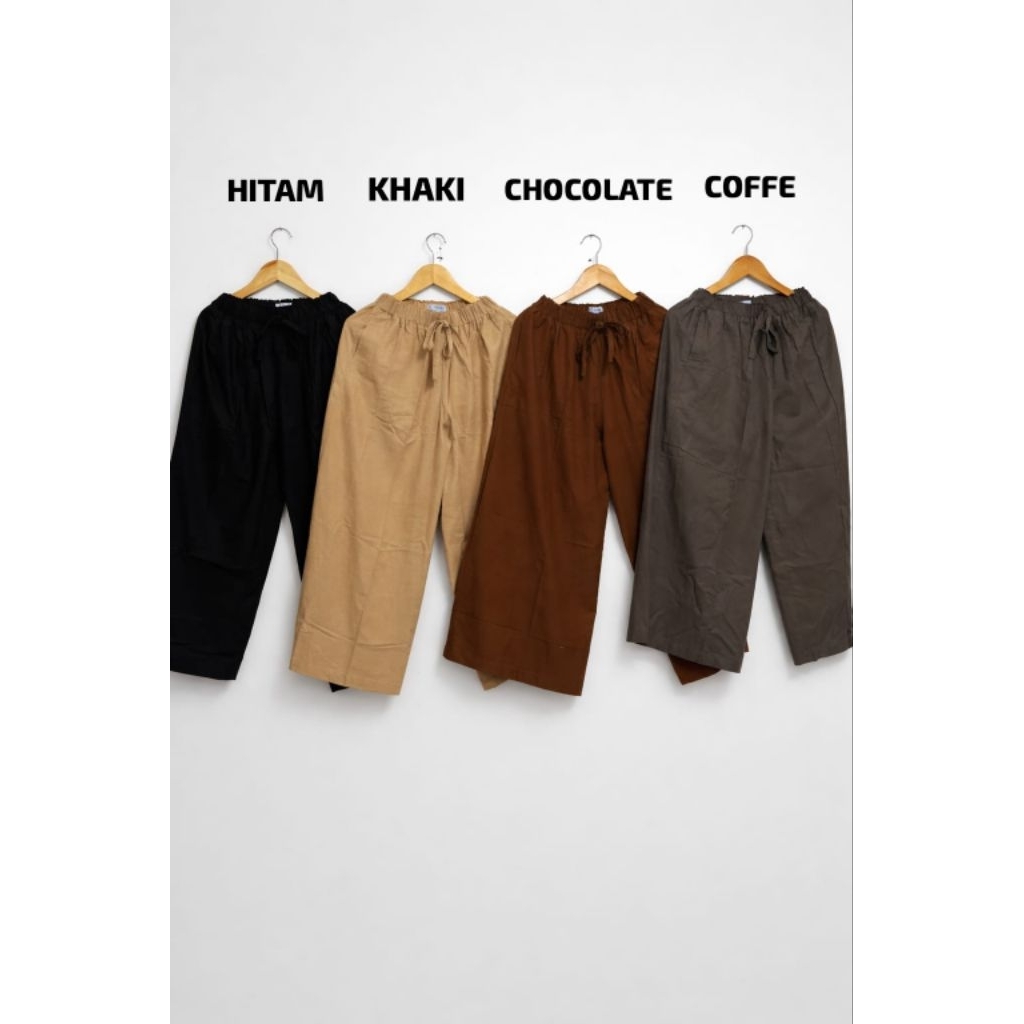 Celana Kulot Katun Linen-Celana Kulot Kekinian-Celana Kulot Wanita Bahan Linen Naturalis