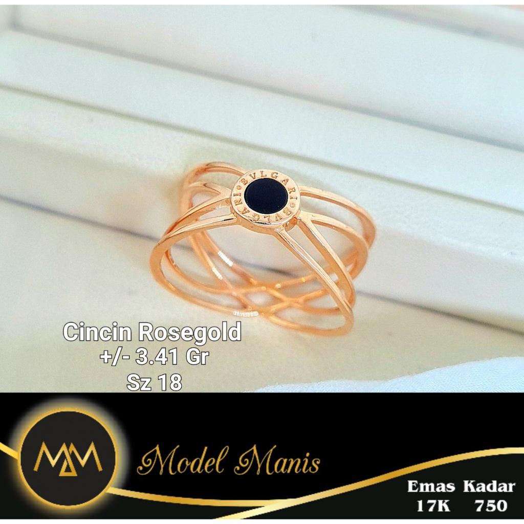 Model Manis Gold - Cincin Coiin Double Silang Italy IT Rosegold - Emas 17k 750