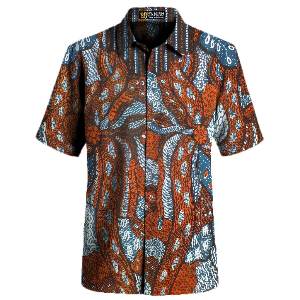 Kemeja Batik Tulis Madura Baju Batik Pria Lengan Pendek F817
