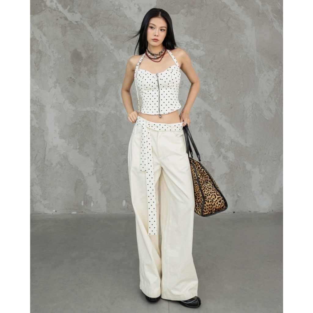 Baju fashion korea wanita POKA CORSET & CREAMY PANTS  baju Jennie Blackpink, baju korean style impor