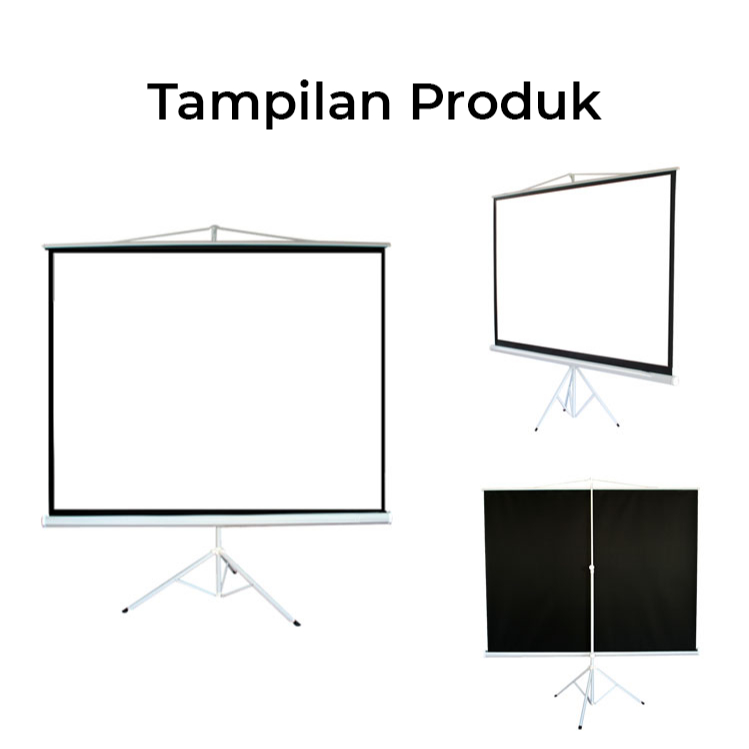Layar Proyektor Plus Tripod 72 84 100 120 Inch Ratio 16:9 dan 4:3 Screen Tripod Projector Tripod