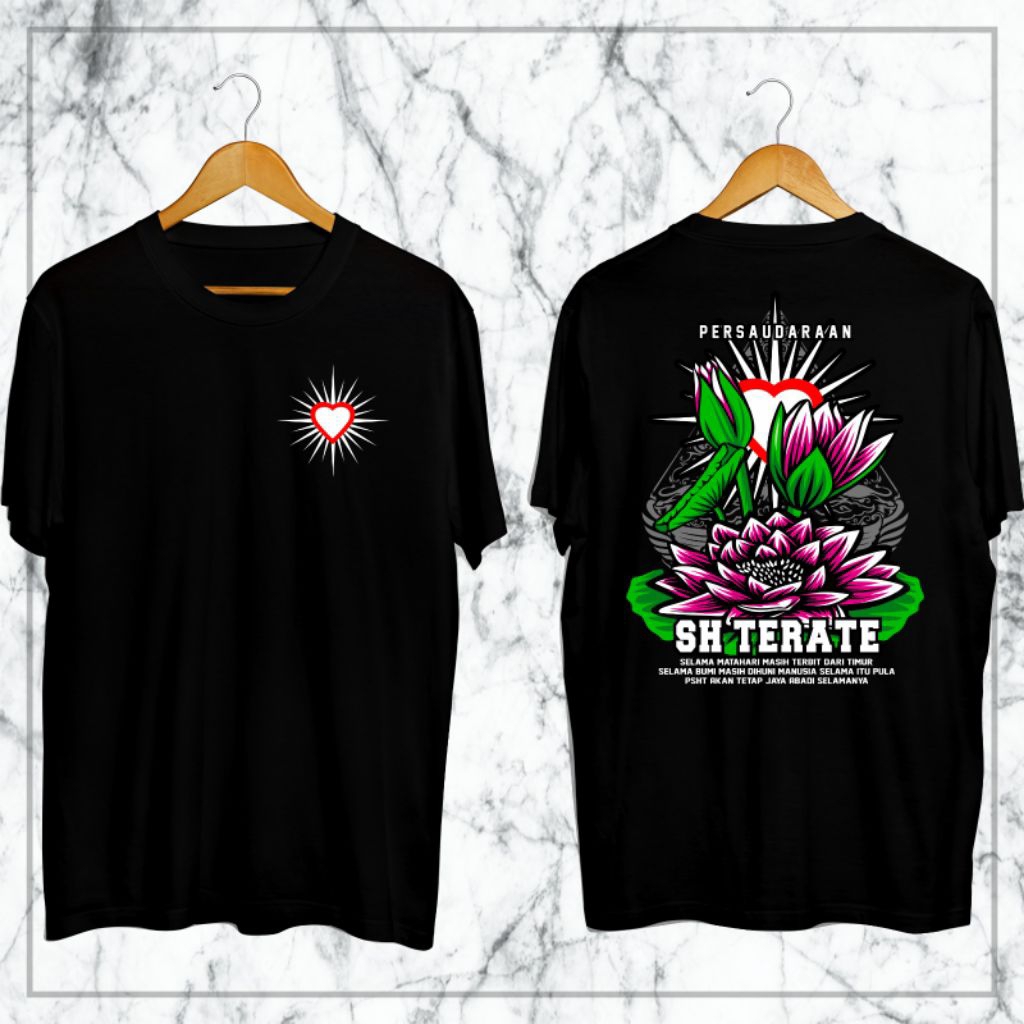 KAOS PSHT MOTIF BUNGA KAOS SH TERATE  KAOS OBLONG HITAM PRIA WANITA KATUN ADEM LEMBUT Kain Distro Ba