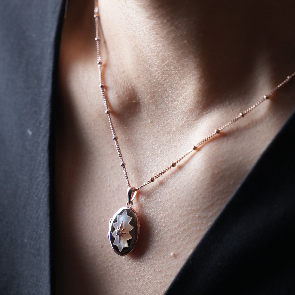 Kalung Locket Carrot Club CELESTE Locket Necklace Rose Gold Plated Silver 925